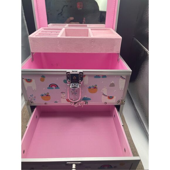 NEW RAINBOW ALPACA PATTERN JEWELRY MAKEUP CASE 82Z GIRLS - Picture 6 of 13